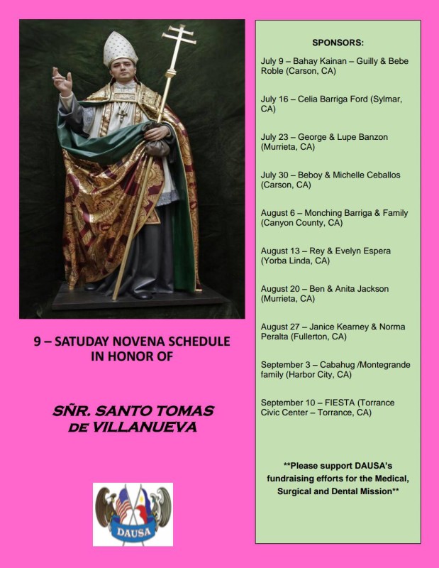 2016 SANTO TOMAS NOVENA - SOUTHERN CALIFORNIA